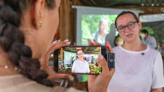 Embaixadora de Portugal na Colômbia, Catarina Arruda, em entrevista aos parceiros locais